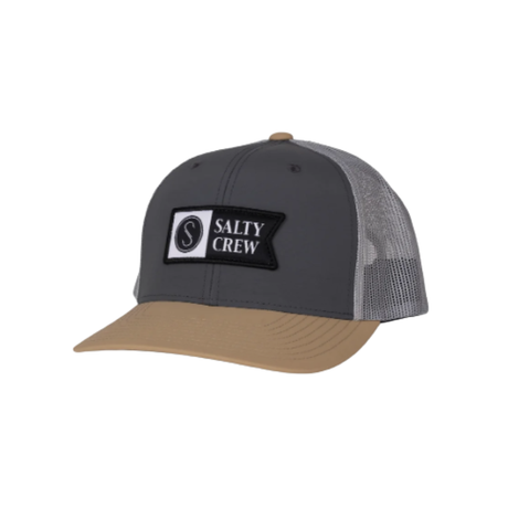 Salty Crew Salty Crew Men's Pinnacle 2 Retro Trucker Hat Military/Silver 1SZ Mens Hats Curved Brim