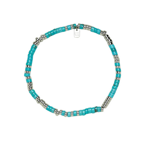 Pura Vida Pura Vida Turquoise Bead Stretch Anklet SILV OS Jewelry