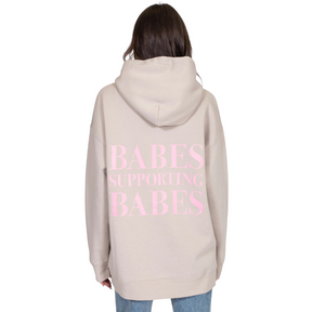Brunette Brunette The "BABES SUPPORTING BABES" Big Sister Hoodie Oyster Bubble Gum XS/S Womens Pull Over Hoodies