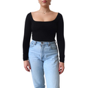 Brunette Brunette LS Square Neck Bodysuit Black XS/S Womens Long Sleeve Shirts