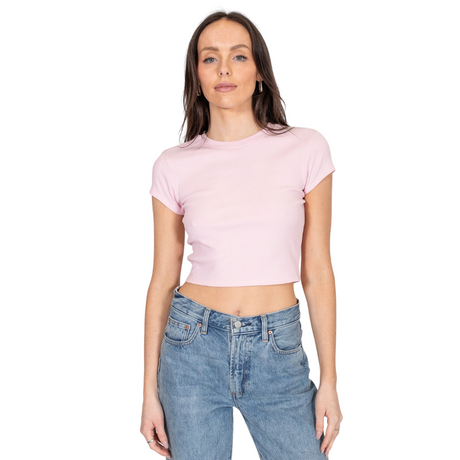 Brunette Ribbed Cropped Fitted T-Shirt