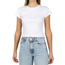 Brunette Brunette Ribbed Cropped Fitted T-Shirt Bubble Gum XS/S Womens T-Shirts