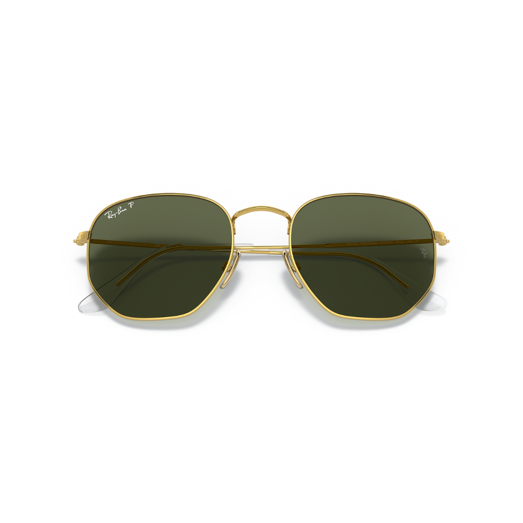 Ray Ban Hexigonal Sunglasses- Legend Gold, Polar Green