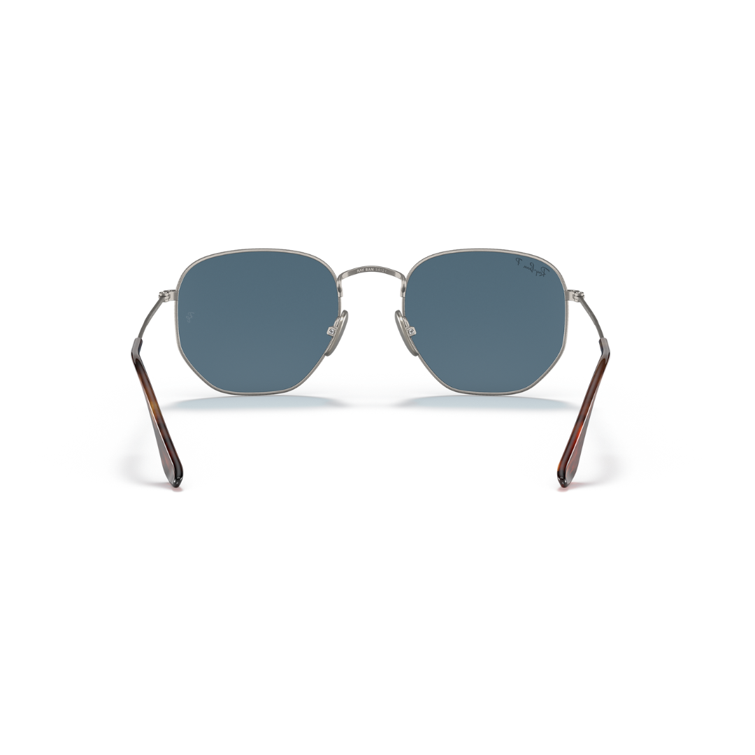 Ray Ban Hexigonal Sunglasses- Demigloss Gunmetal, Polar Blue Mirror