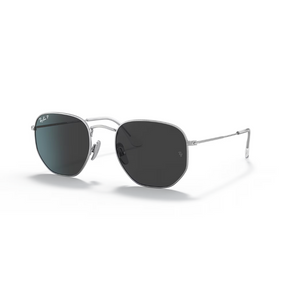 Ray Ban Ray Ban Hexigonal Sunglasses- Silver, Polar Black Mens Sunglasses Polarized