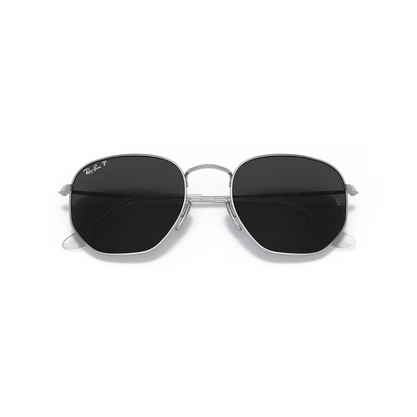 Ray Ban Hexigonal Sunglasses- Silver, Polar Black