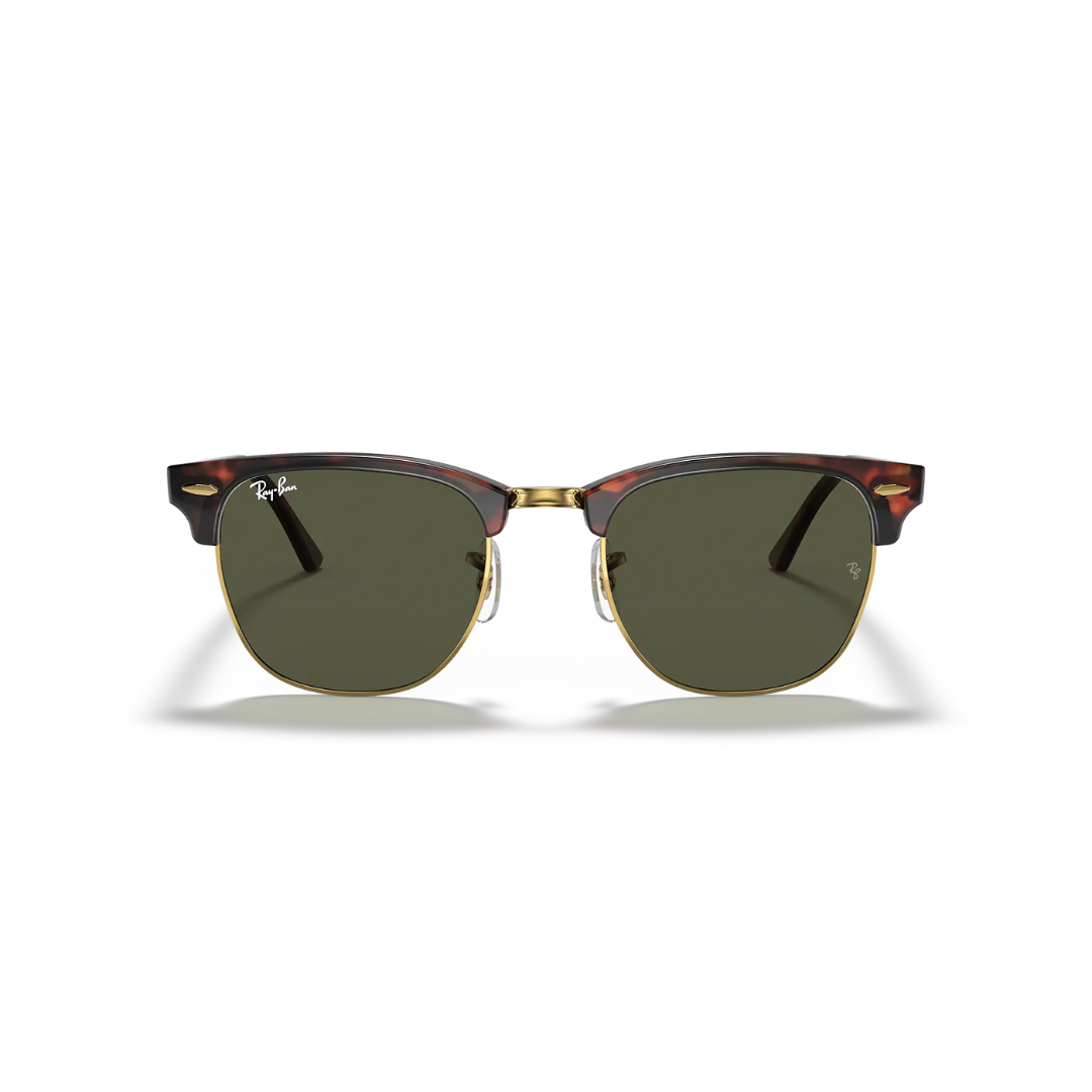 Ray Ban Clubmaster - Men's Sunglasses - Mock Tortoise Arista, G-15 Green