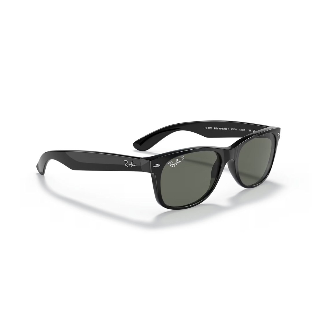 Ray Ban Men's New Wayfarer Sunglasses- Black, Polar Green