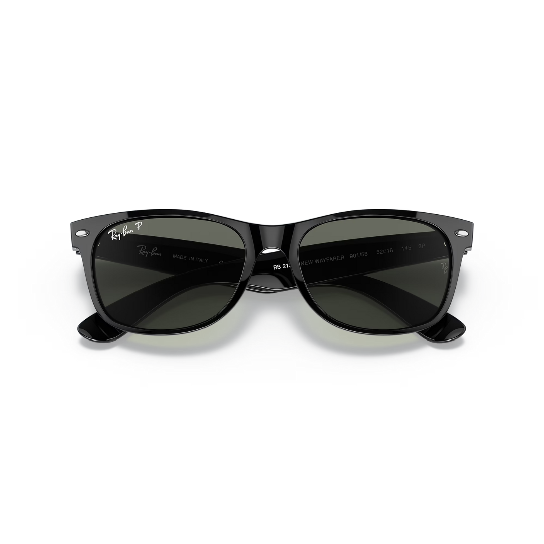 Ray Ban Men's New Wayfarer Sunglasses- Black, Polar Green