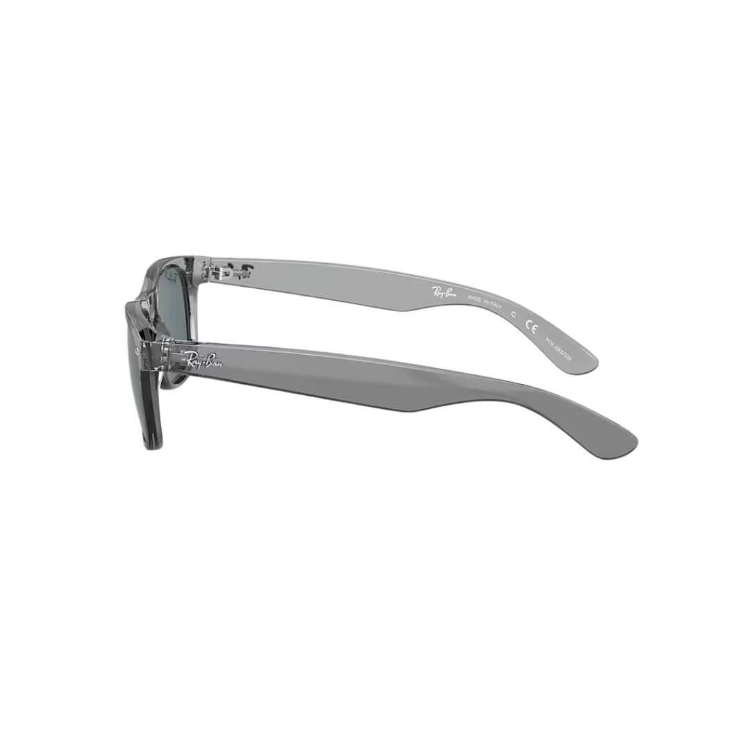 Ray Ban Men's New Wayfarer Sunglasses- Transparent Grey, Polar Dark Blue