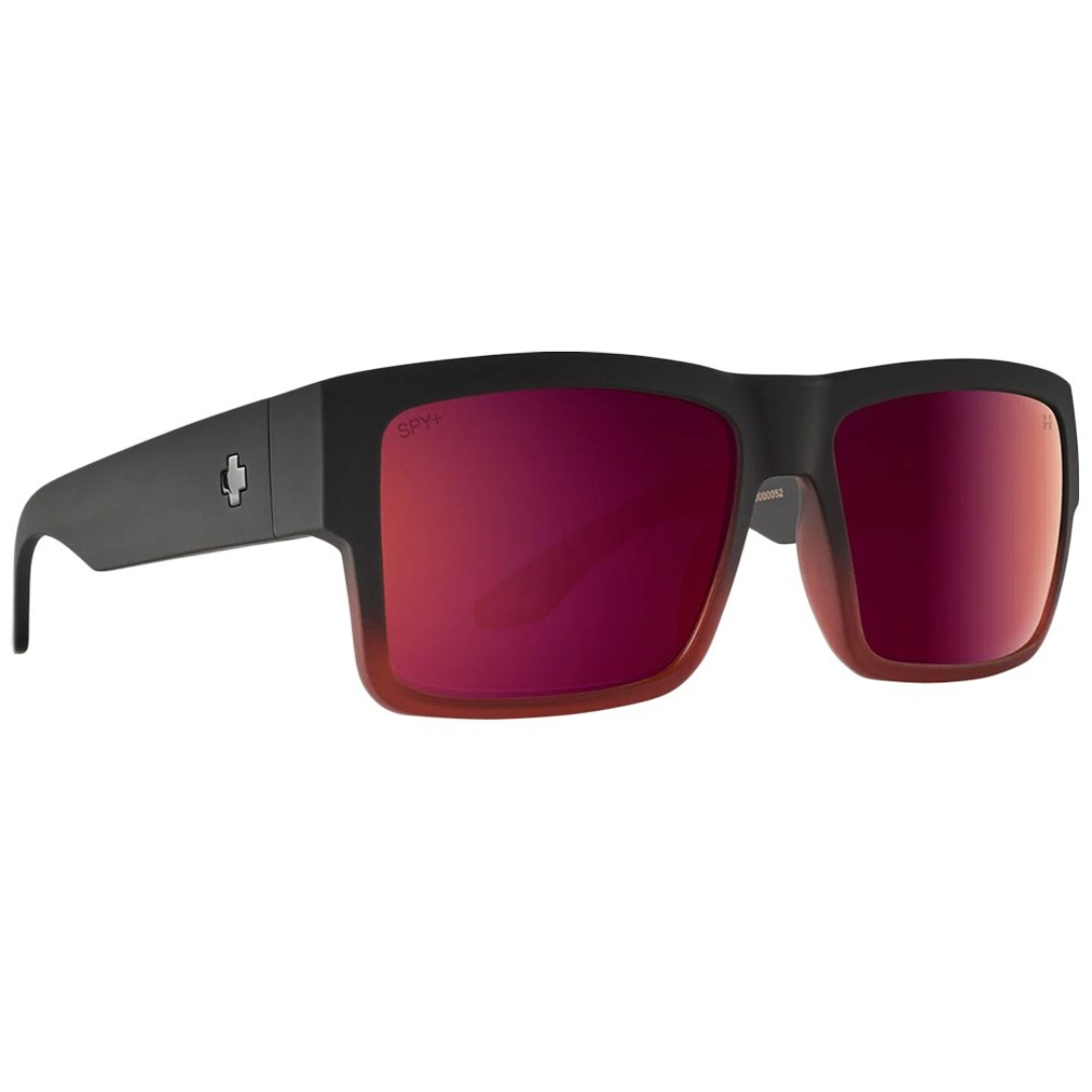Spy Cyrus Sunglasses - Soft Matte Black Red Plum Fade - Happy Bronze Red Plum Mirror