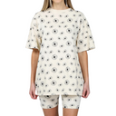 Brunette Brunette Women's All Over Daisy Print Oversized Boxy Tee Almond Milk XS/S Womens T-Shirts