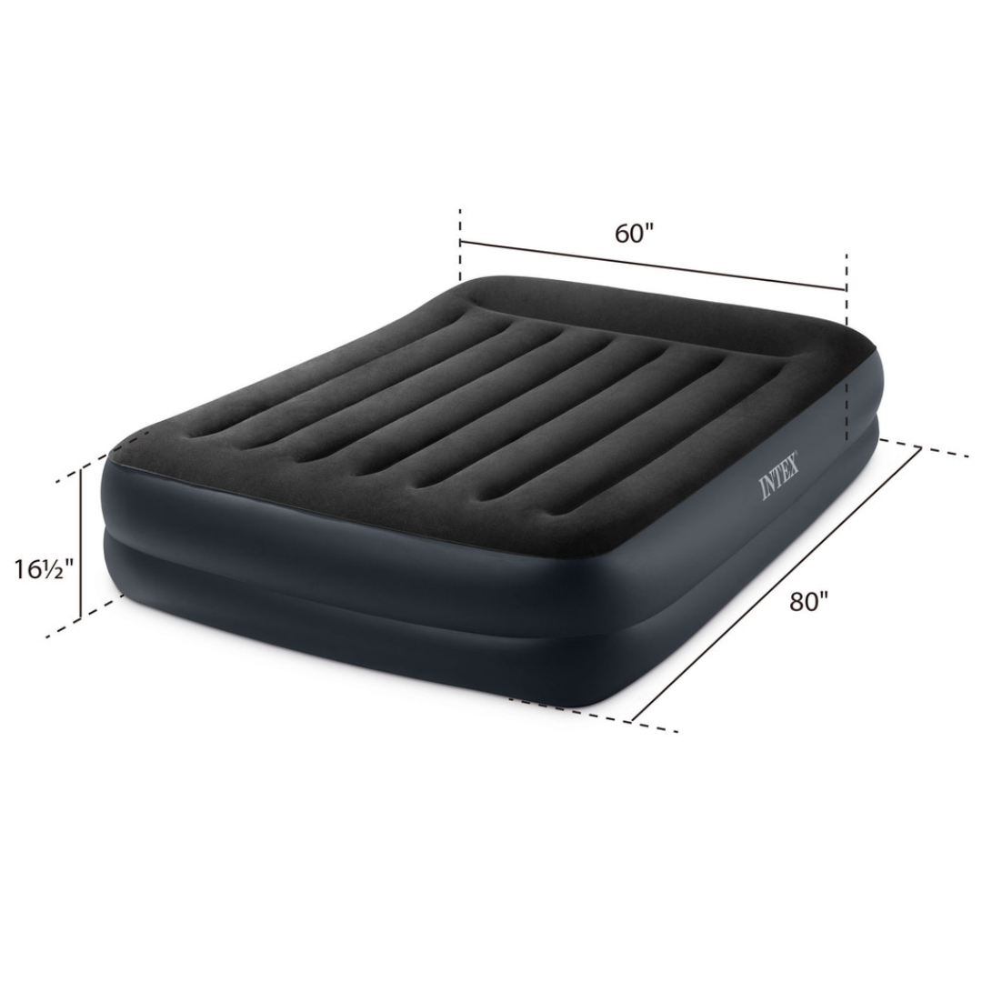 Intex Dura-Beam Plus Pillow Rest Air Mattress 16.5" Queen w/ Built-In Electric Pump