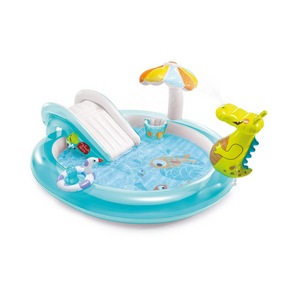 Intex Intex Gator Outdoor Inflatable Kiddie Pool Water Play Center with Slide Multi OS Inflatable Pools
