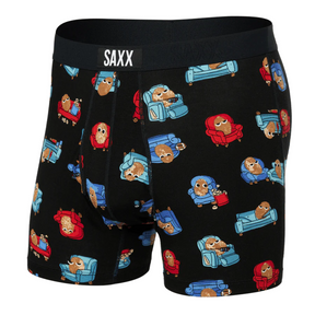 Saxx Saxx Men's Ultra Soft Boxer Brief Fly - Couch Potato/Black Couch Potato/Black S Mens Boxer Brief Underwear