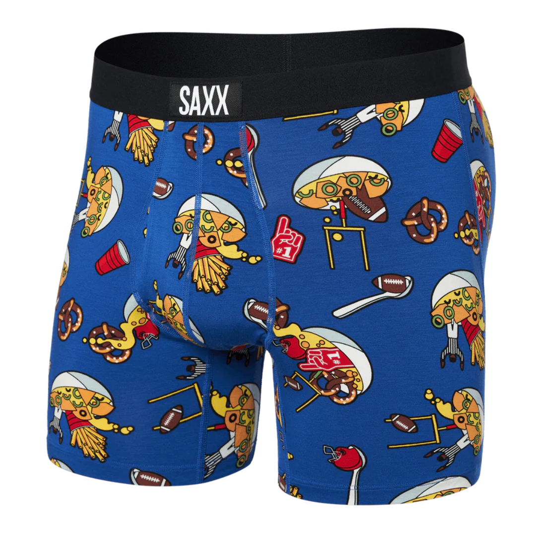 Saxx Men's Ultra Soft Boxer Brief Fly - Souper Bowl/Cobalt