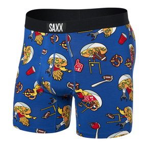 Saxx Saxx Men's Ultra Soft Boxer Brief Fly - Souper Bowl/Cobalt Souper Bowl/Cobalt S Mens Boxer Brief Underwear