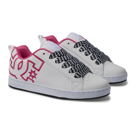 DC Court Graffik Womens Skate Shoes - White/Pink/Battleship