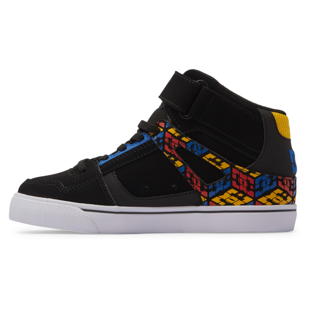 DC Kids Pure High Top EV Shoes - Black/Red Print