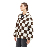 Brunette Checkerboard Sherpa Jacket