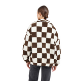 Brunette Checkerboard Sherpa Jacket