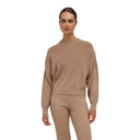 Pull ras du cou en maille côtelée Olivia pour femme brune