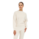 Pull ras du cou en maille côtelée Olivia pour femme brune