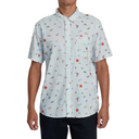 RVCA RVCA Men's Luke P Button Up Shirt Light Blue S Mens Button Up Short Sleeve Shirts