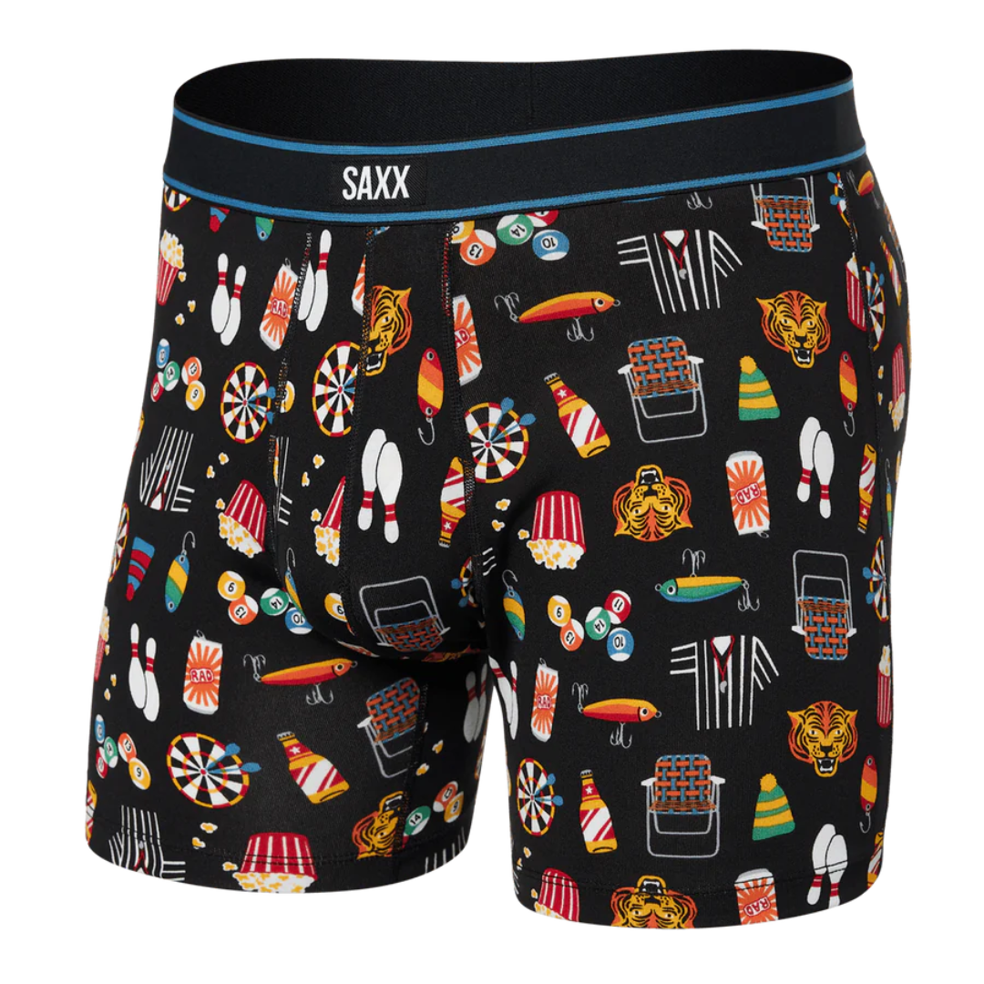 SAXX Mens Daytripper Boxer Brief Fly - Types Of Stripes/Black