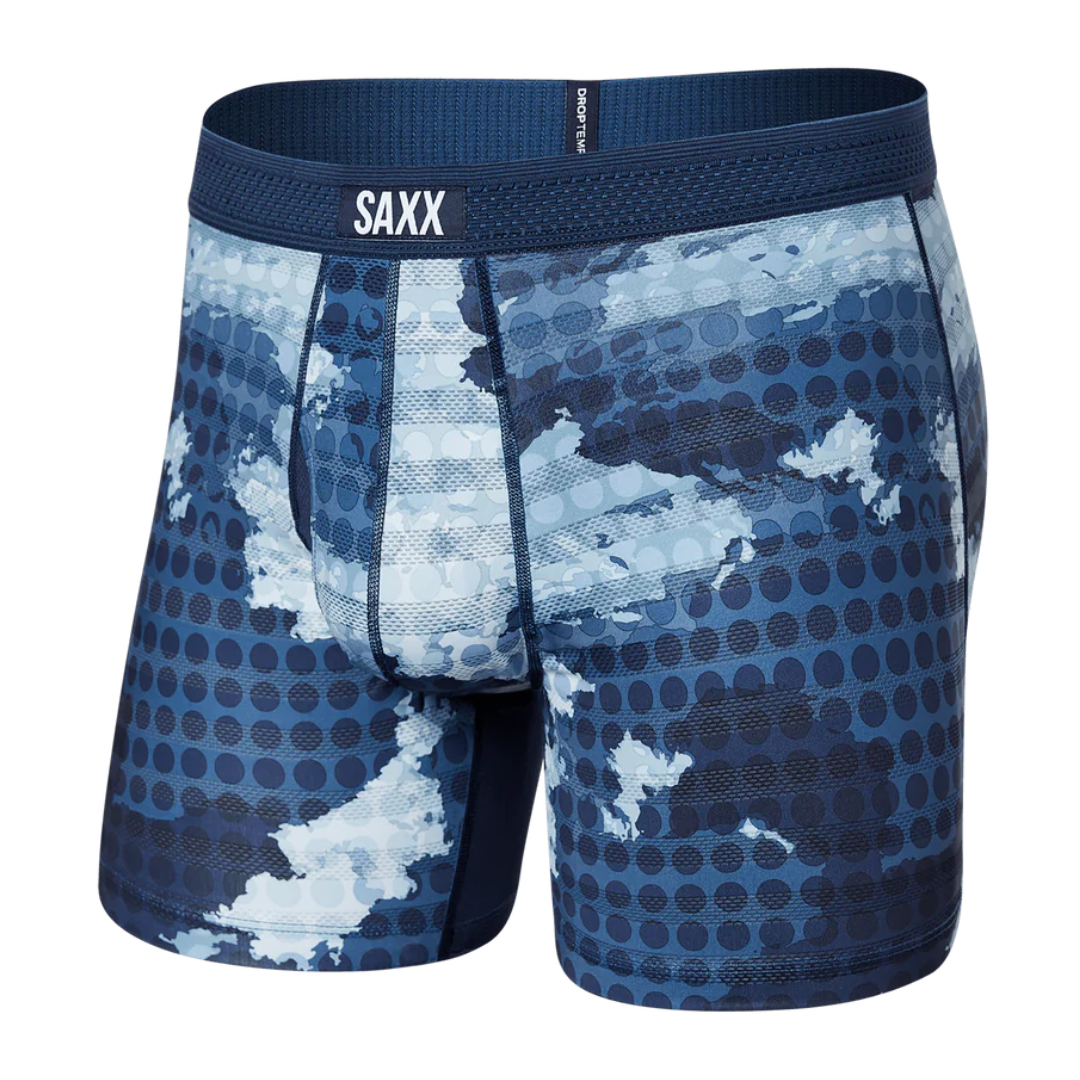 SAXX Men's Droptemp Cooling Mesh Boxer Brief - Cloud Drop Camo/Navy