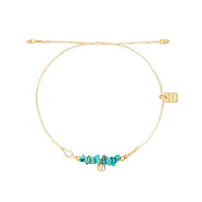Pura Vida Pura Vida Dainty Turquoise Bd GD Charm Bracelet Natural OS Jewelry