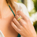 Pura Vida Pura Vida Enamel Stripe Dome Ring Gold 7 Jewelry