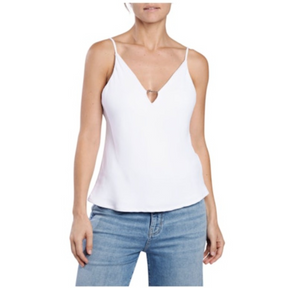 Guess Guess Women's Shirt Caroline Logo Plate Cami White XS Womens Tank Tops