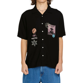 Volcom Volcom Men's FA F Rygalski Short Sleeve Buttondown Shirt Black S Mens Button Up Short Sleeve Shirts