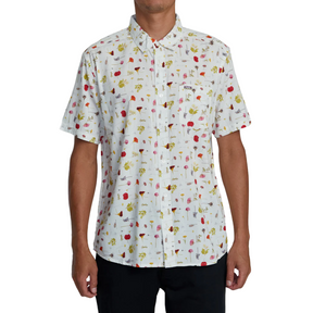 RVCA RVCA Men's Oblow Pressed SS White S Mens Button Up Short Sleeve Shirts