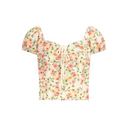 Guess Guess Women's Knit Eliane Eyelet Puffed Top White S Womens T-Shirts