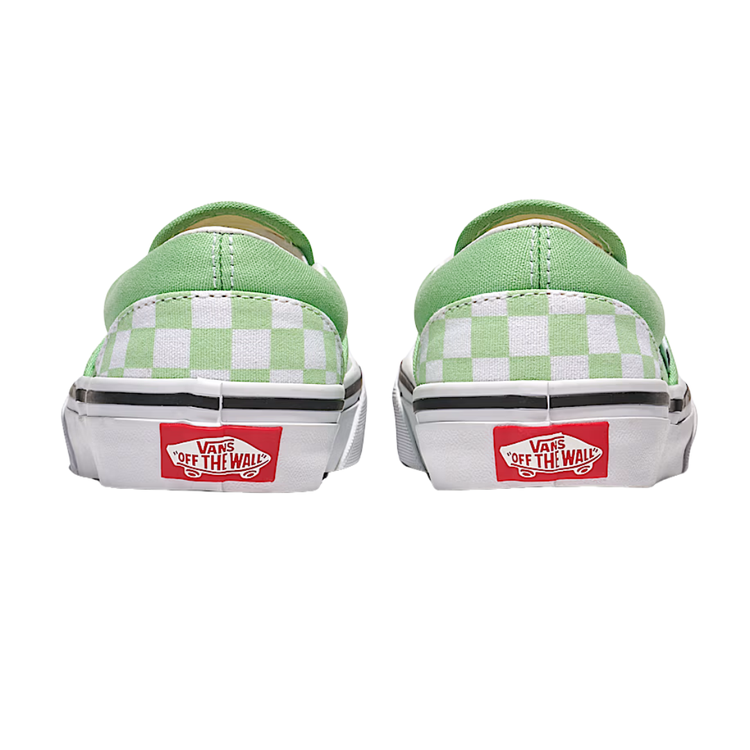 Vans Kids Classic Slip On Shoes - Color Theory Checkerboard Pistachio Green