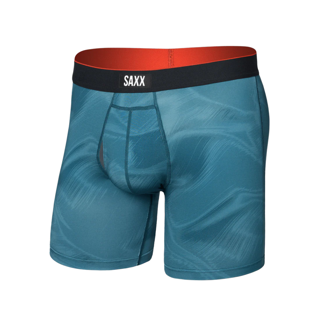 Saxx Men's Multi-Sport Mesh Boxer Brief Fly - PLATINUM CAMO-RICH TEAL