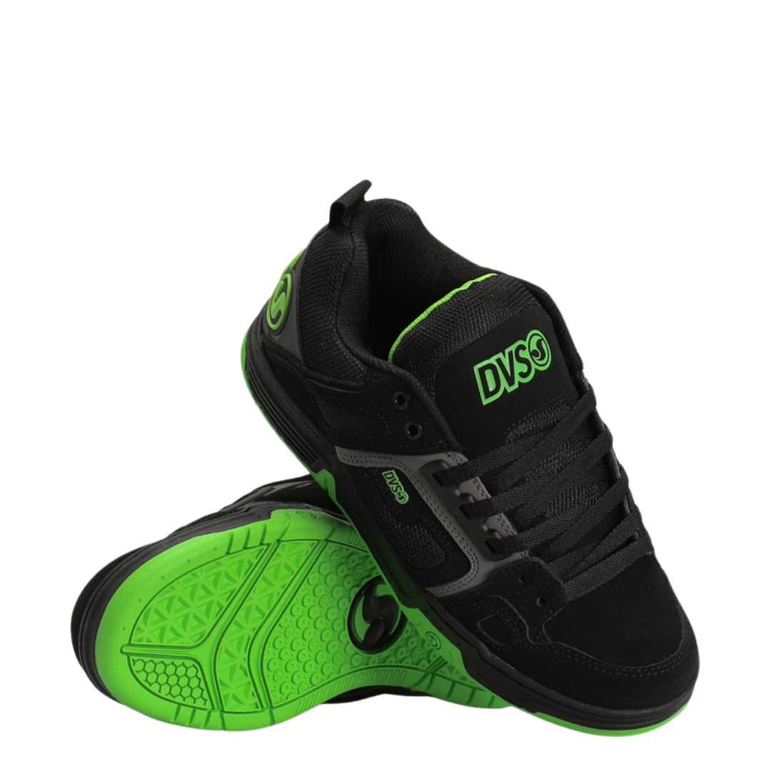 DVS Men's Comanche Skate Shoe - Black Charcoal Lime Nubuck