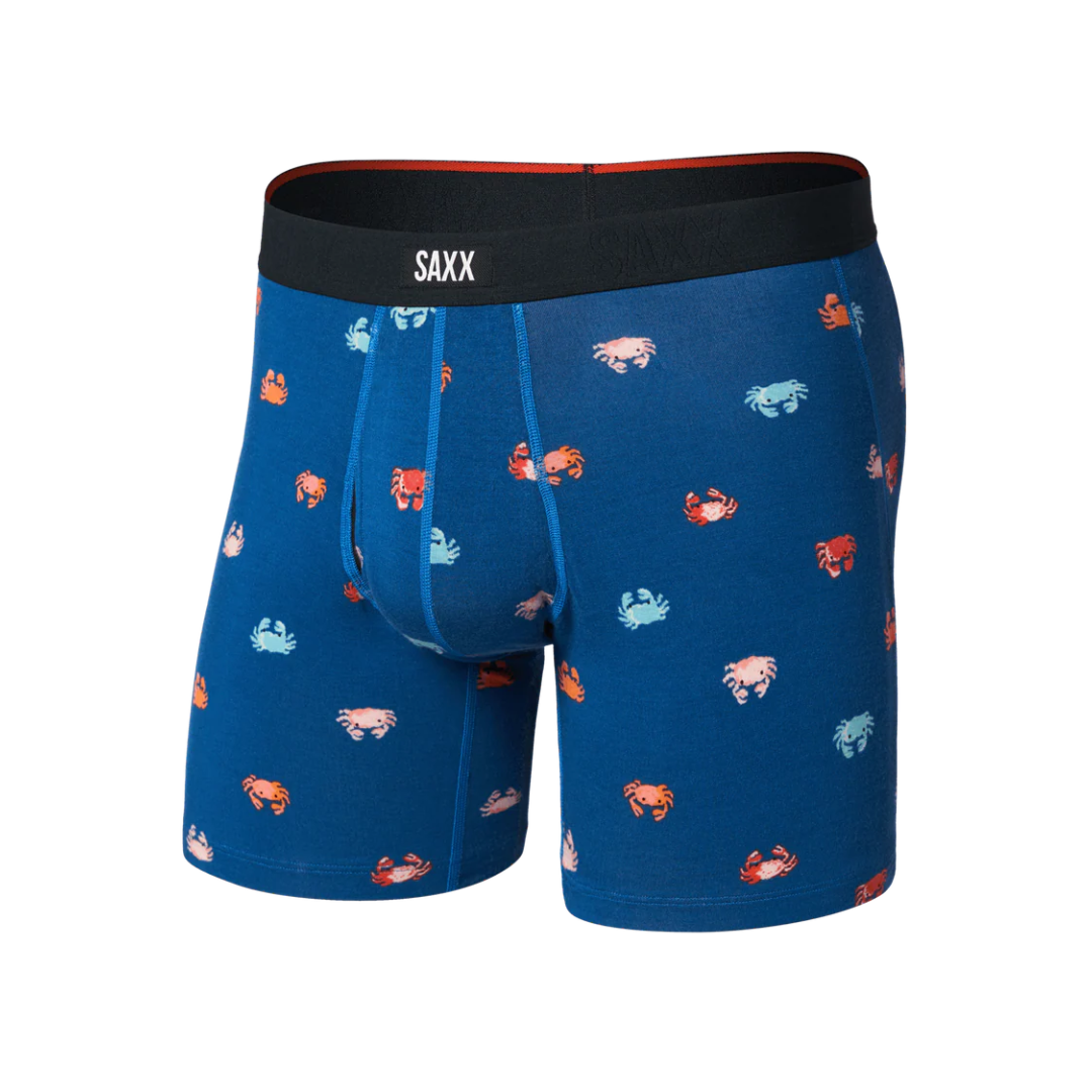 Saxx Men's Vibe Xtra Soft Comfort Boxer Brief Fly - Crab Boil-Navy Dawn
