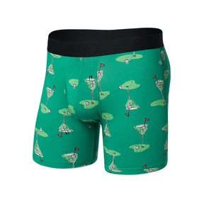 Saxx Saxx Men's Droptemp Cooling Cotton Boxer Brief Fly - Golf Martini-Lush Meadow Golf Martini-Lush Meadow M Mens Boxer Brief Underwear