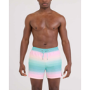 Saxx Saxx Men's Oh Buoy 2N1 Volley 5" - Hazy Stripe-Aqua Hazy Stripe-Aqua M Mens Boxer Brief Underwear