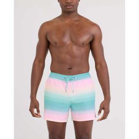Saxx Saxx Men's Oh Buoy 2N1 Volley 5" - Hazy Stripe-Aqua Hazy Stripe-Aqua M Mens Boxer Brief Underwear