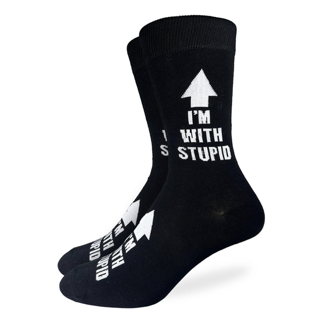 Good Luck Socks Good Luck Socks Men's I'm With Stupid Socks Multi Shoe Size 7-12 Mens Socks
