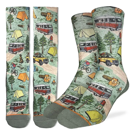 Good Luck Socks Good Luck Socks Men's Vintage Camping Trip Socks Multi Shoe Size 8-13 Mens Socks