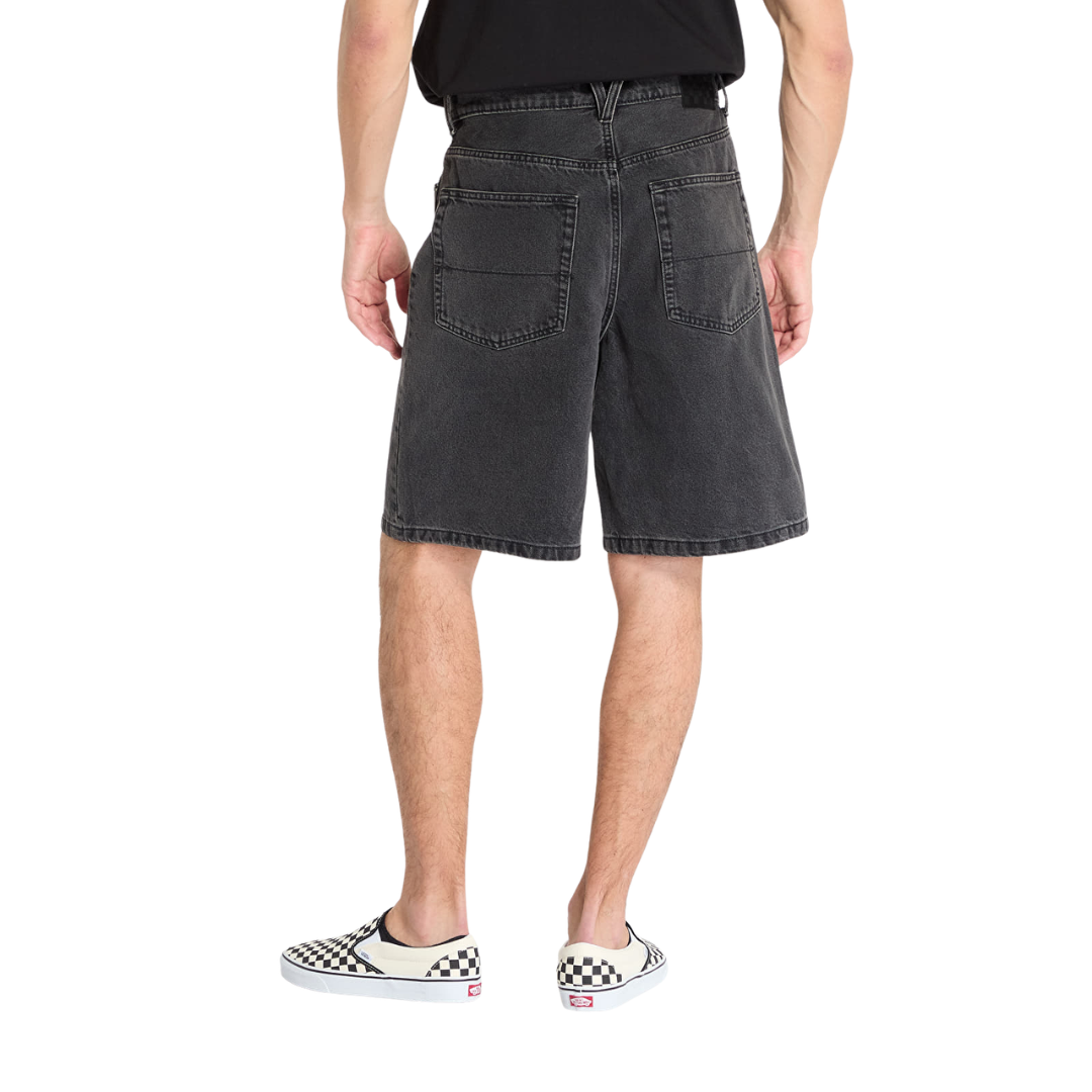 Van's Van's Men's Check-5 Baggy Denim Shorts - Washed Black Washed Black 26 Mens Casual Shorts