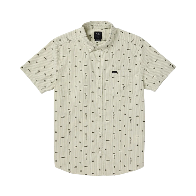 RVCA RVCA Men's That'll Do Seersucker Ranger Green M Mens Button Up Short Sleeve Shirts