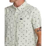 RVCA RVCA Men's That'll Do Seersucker Ranger Green M Mens Button Up Short Sleeve Shirts