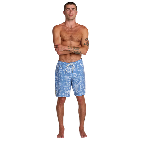 RVCA RVCA Men's Local Aloha Elastic 19 Shorts Light Blue S Mens Elastic Swim Trunks