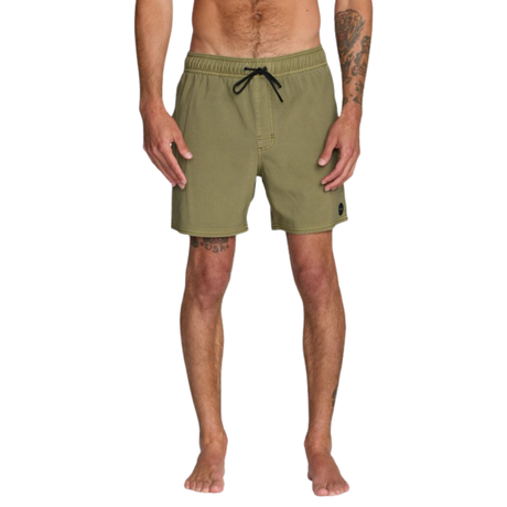 RVCA RVCA Men's VA Pigment Elastic Short 16 Martini Olive S Mens Elastic Swim Trunks